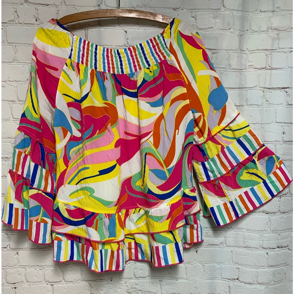 John Mark Colorful Off Shoulder Top Size M - Picture 4 of 5